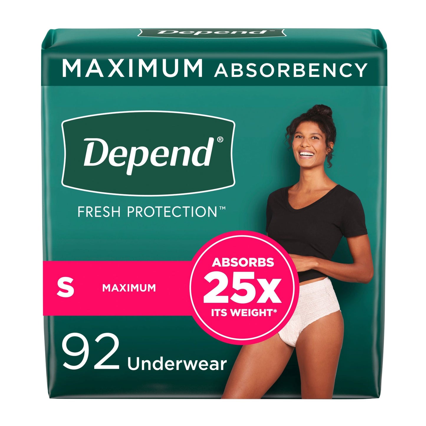 Depend Fresh Protection Adult Incontinence Underwear for Women, Small - Blush, 92 ct.