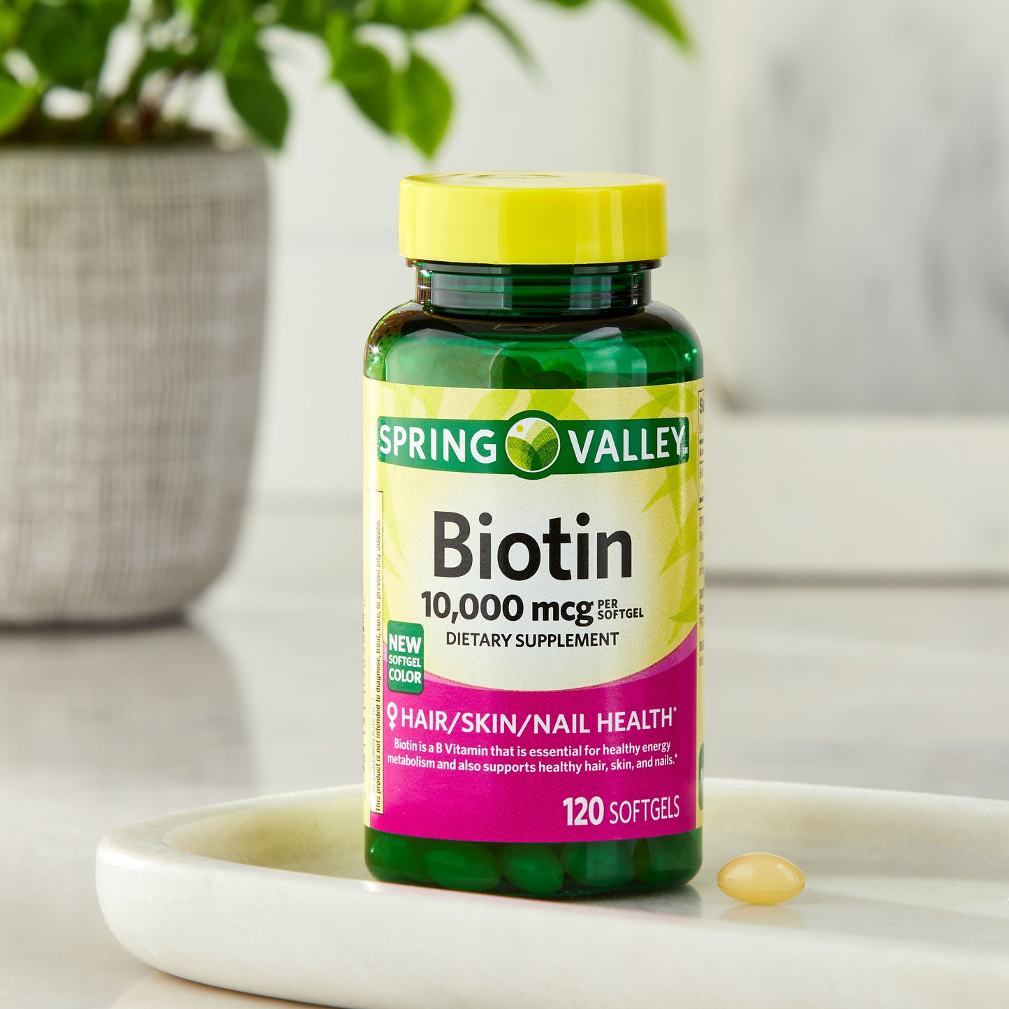 Spring Valley Biotin Softgels, 10,000 mcg, 120 Count