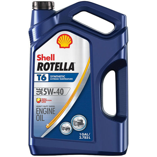 Shell Rotella T6 5W-40 Synthetic Heavy-Duty Diesel Engine Oil, (3-pack/1 gallon bottles)