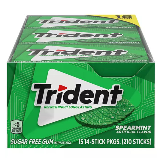 Trident Spearmint Sugar Free Gum (14 pieces, 15 pk.)